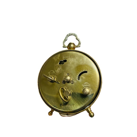 Vintage Linden West German Round Filigree Alarm Clock Gold - Picture 15 of 16